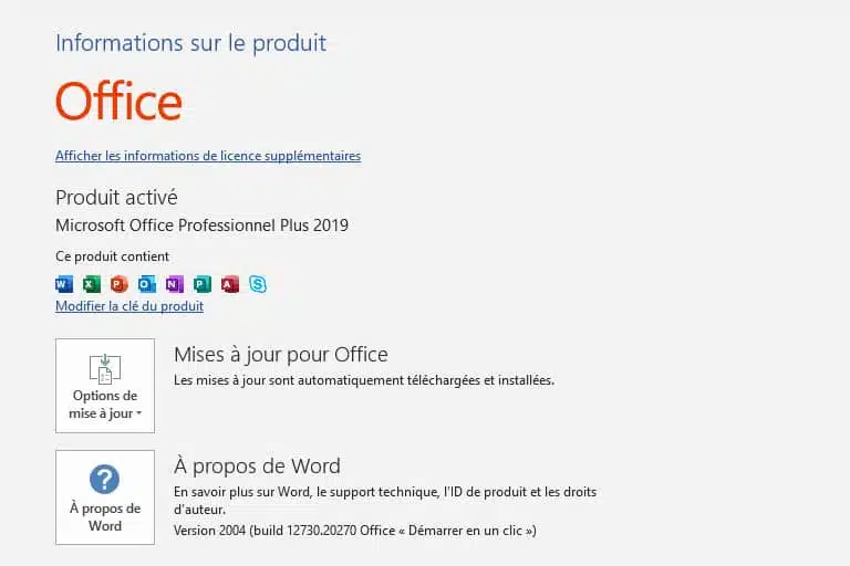 Activer Office 2019