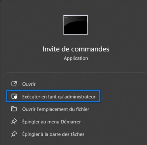 Ouvrir CMD en administrateur sous Windows 11